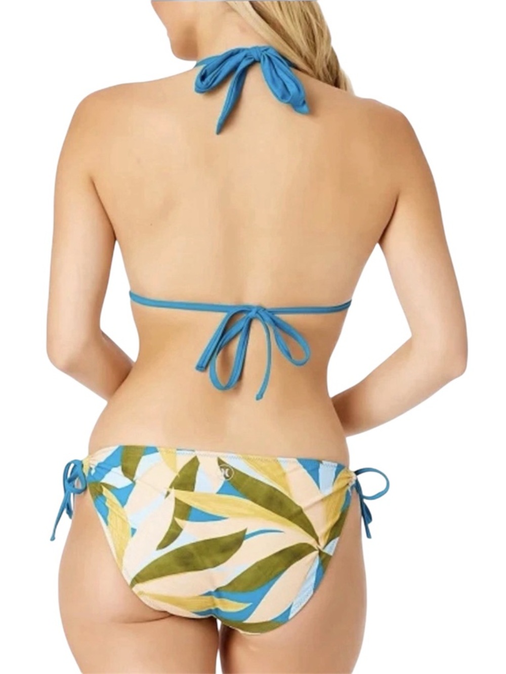 Hurley Reversible Halter Bikini - Blue & Tropical Green Print Size M NWT - Picture 9 of 10